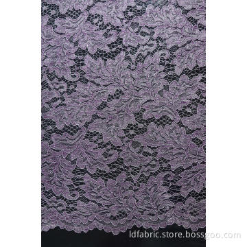 100%Polyester Cord Lace Fabric With Glitter